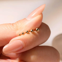 10K Real Yellow Gold Ball Stud Earrings
