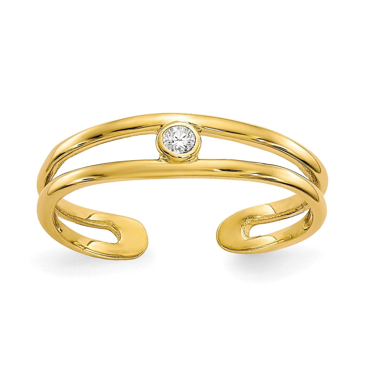 10k Real Yellow Gold CZ Stone Summer Toe Ring - JewelryAffairs