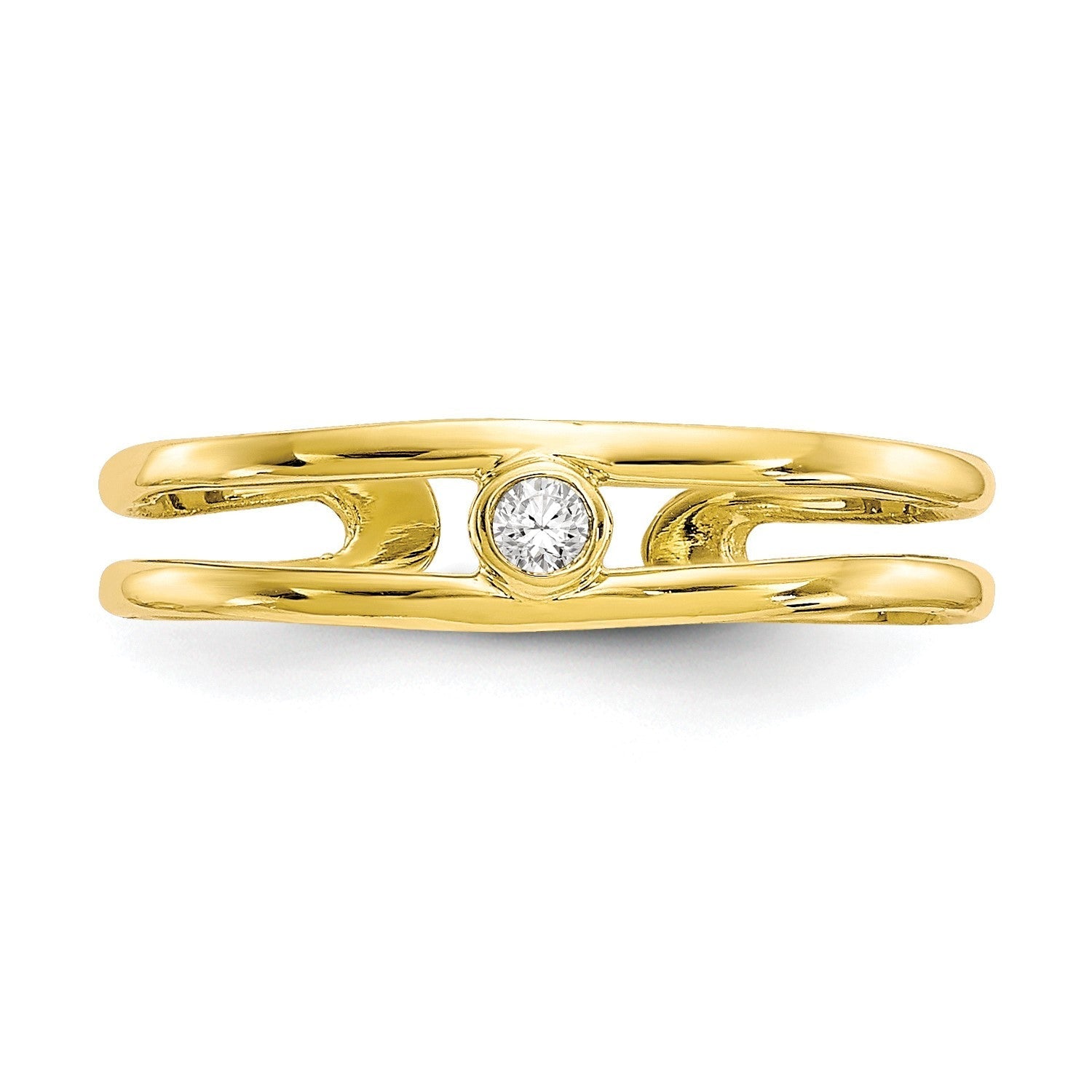 10k Real Yellow Gold CZ Stone Summer Toe Ring - JewelryAffairs