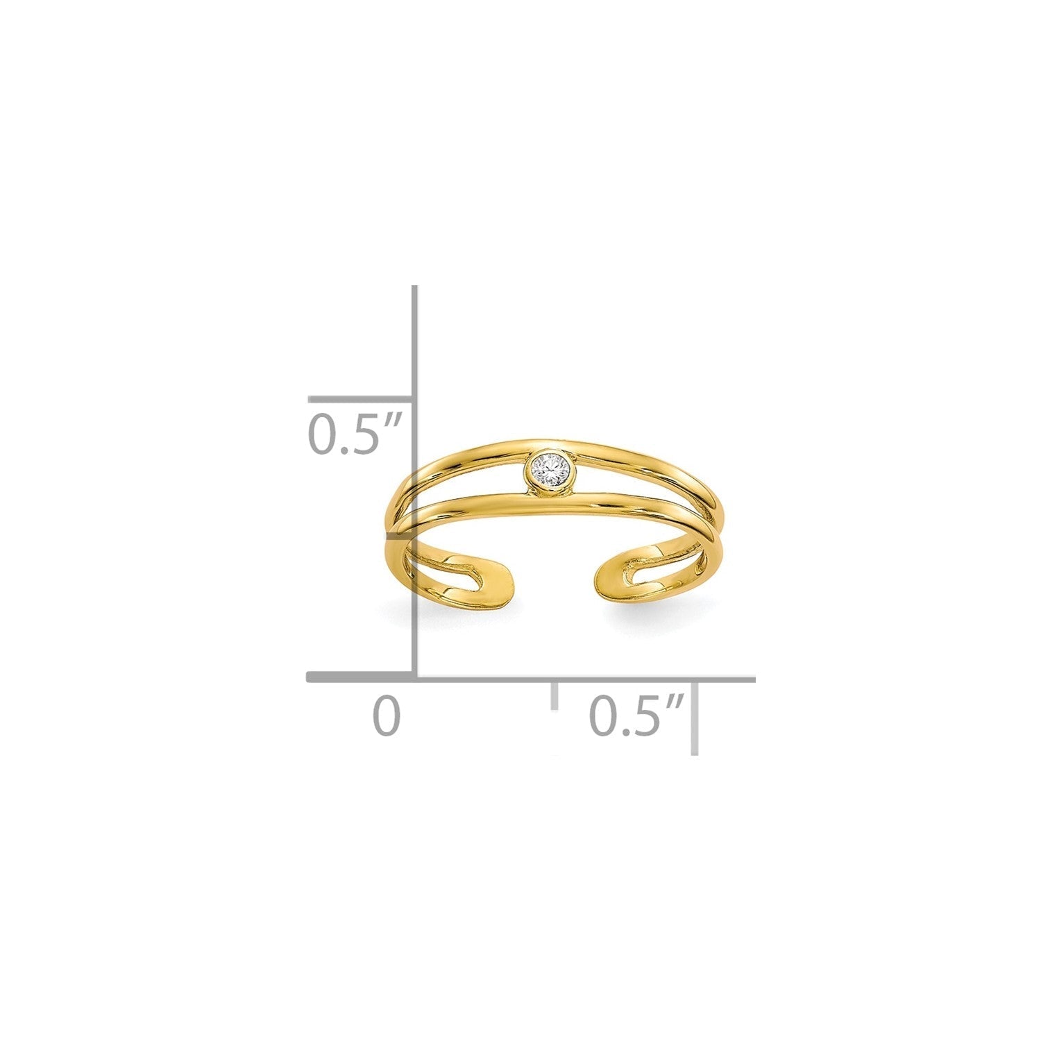 10k Real Yellow Gold CZ Stone Summer Toe Ring - JewelryAffairs