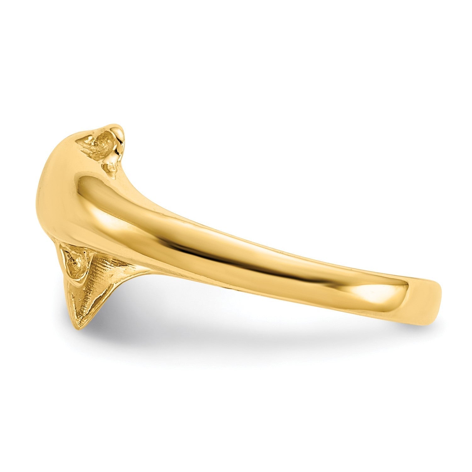 10k Real Yellow Gold High Polished Dolphin Toe Adjustable Ring - JewelryAffairs