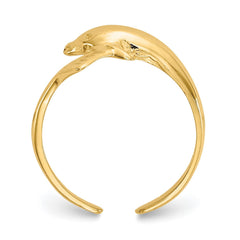 10k Real Yellow Gold High Polished Dolphin Toe Adjustable Ring - JewelryAffairs