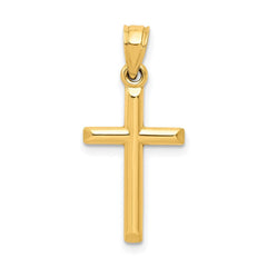 10k Real Yellow Gold High Polished Unisex Cross Pendant Charm,19x11mm