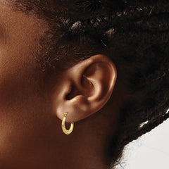 10k Real Yellow Gold Scalloped Textured Design Hoop Earrings, 12mm Diameter - JewelryAffairs
