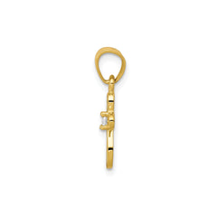 10k Real Yellow Gold Small CZ Cross Pendant 20mm Length