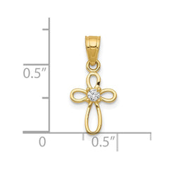 10k Real Yellow Gold Small CZ Cross Pendant 20mm Length