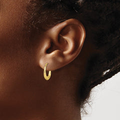 10k Real Yellow Gold Textured Design Hoop Earrings, 15mm - JewelryAffairs