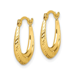 10k Real Yellow Gold Textured Design Hoop Earrings, 15mm - JewelryAffairs