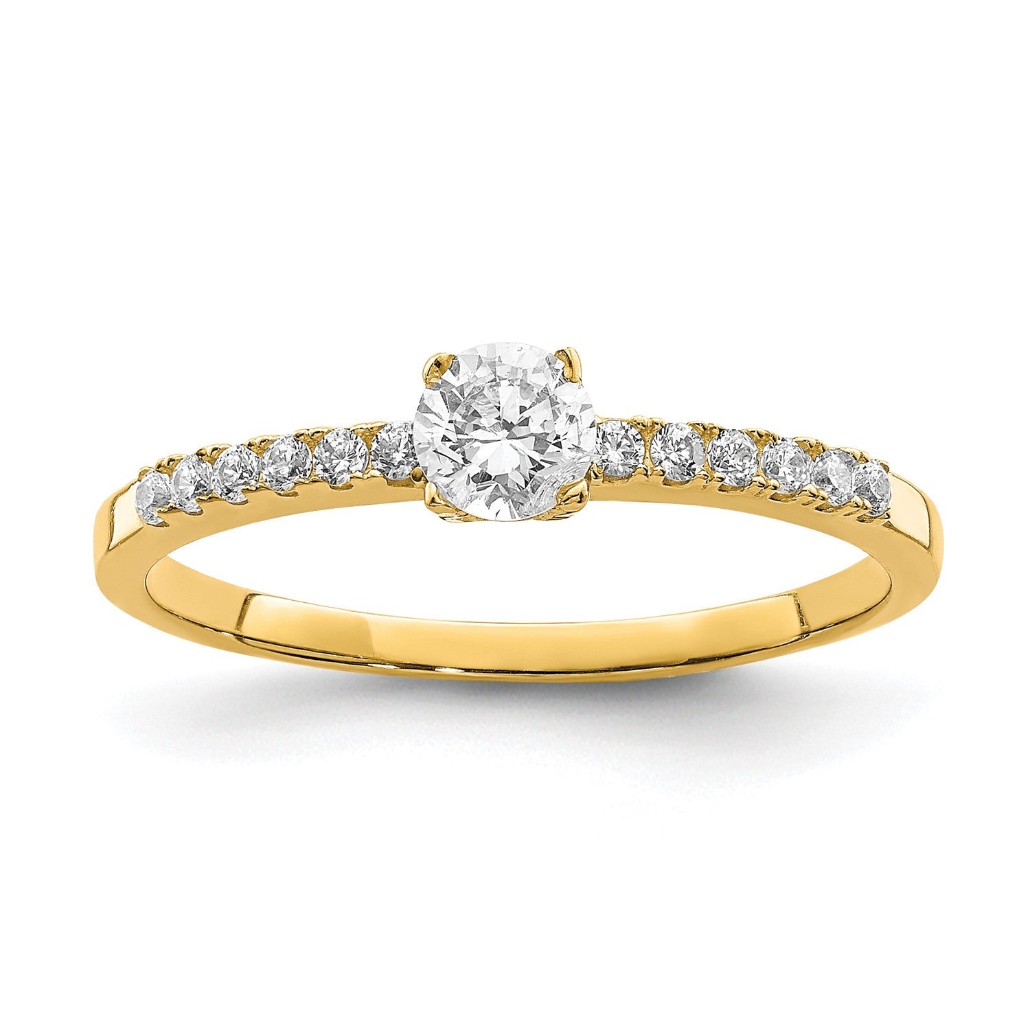 10k Real Yellow Solid Gold CZ Engagement Solitaire Ring - JewelryAffairs