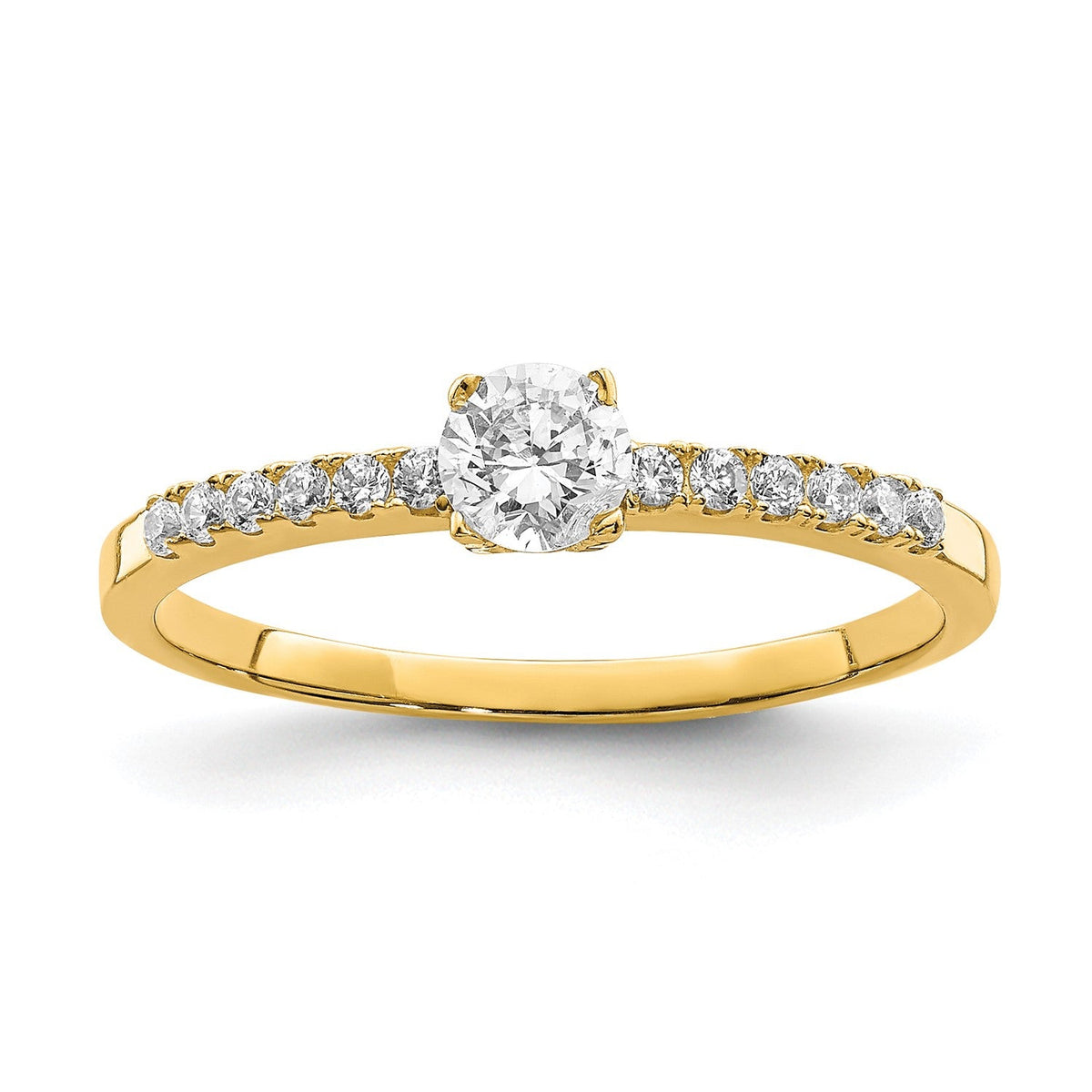 10k Real Yellow Solid Gold CZ Engagement Solitaire Ring - JewelryAffairs