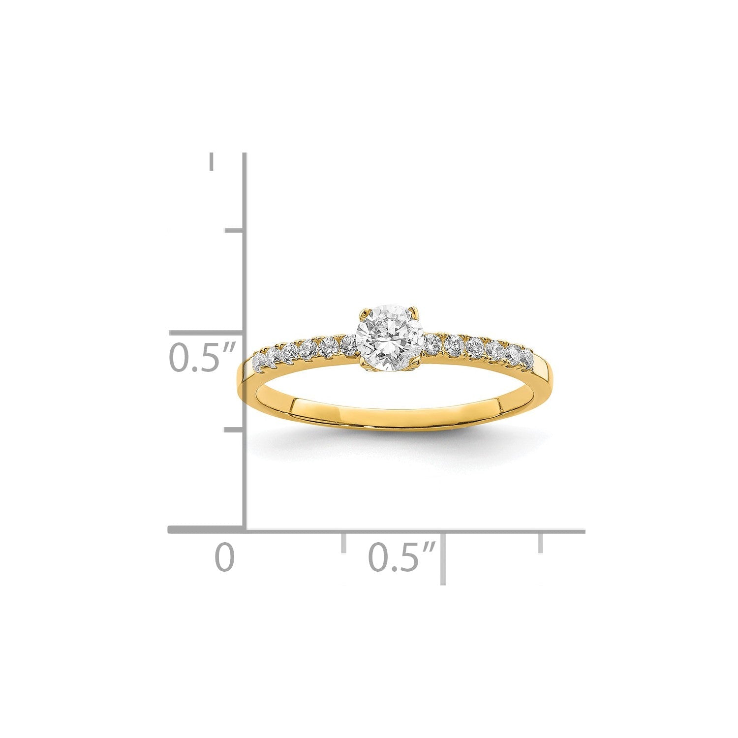10k Real Yellow Solid Gold CZ Engagement Solitaire Ring - JewelryAffairs