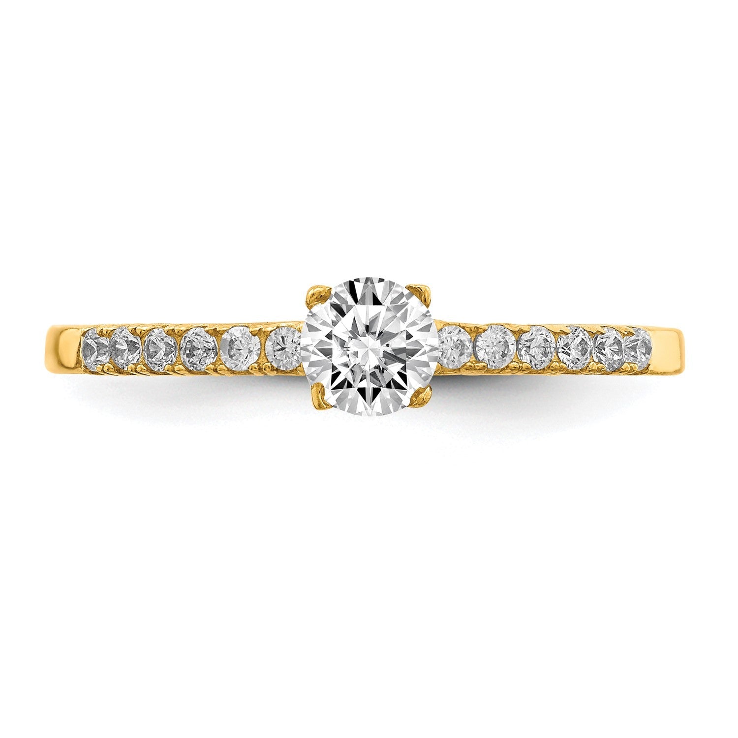 10k Real Yellow Solid Gold CZ Engagement Solitaire Ring - JewelryAffairs