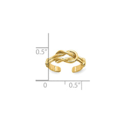 10K Real Yellow Solid Gold Double Knot Toe Summer Ring