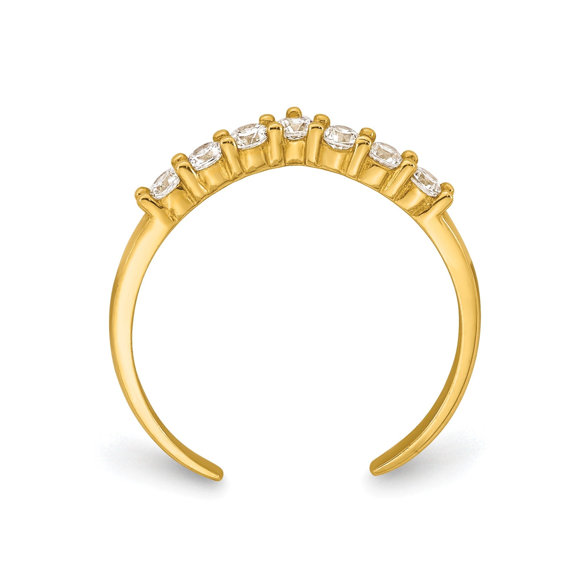 10k Solid Yellow Gold White CZ Open Back Toe Ring - JewelryAffairs