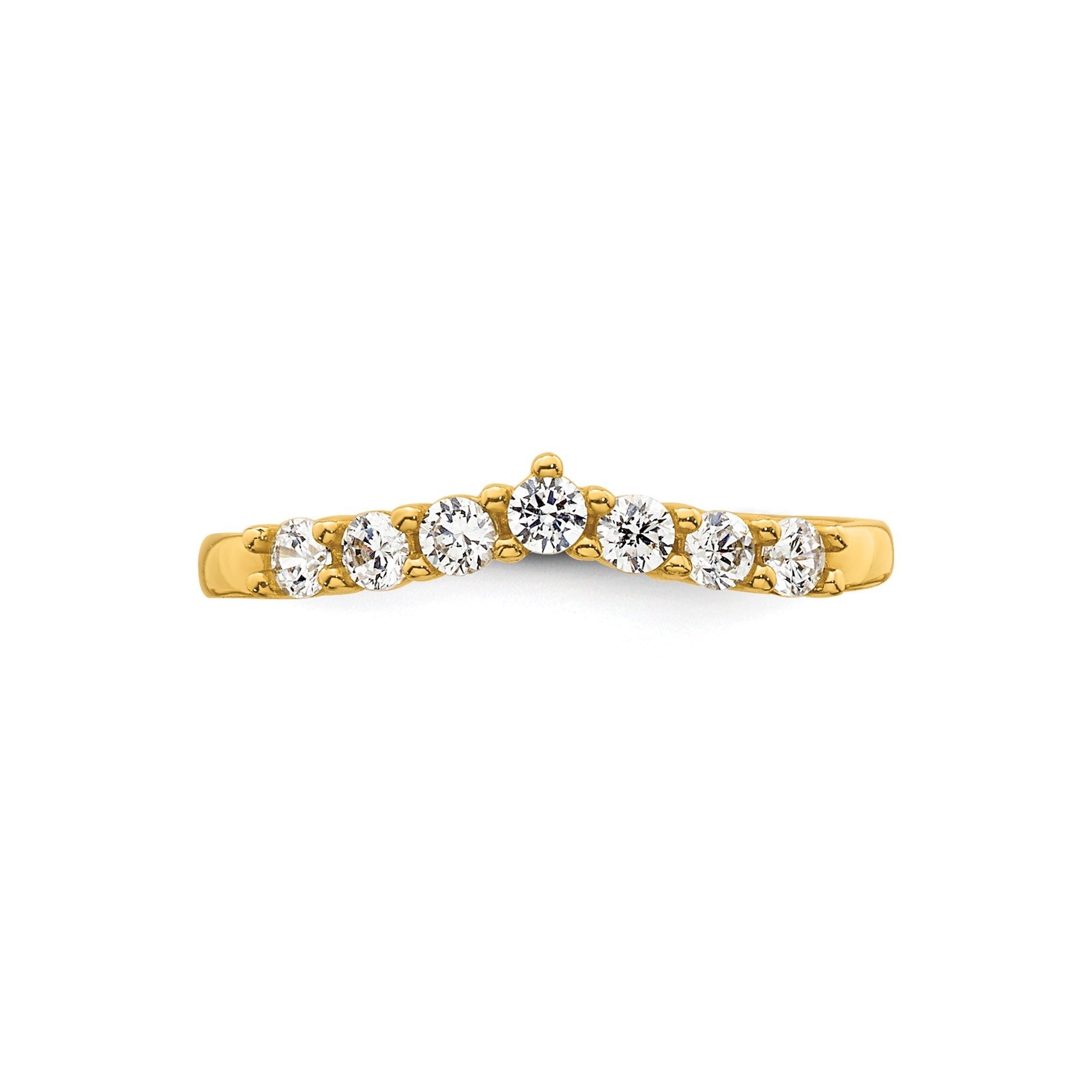 10k Solid Yellow Gold White CZ Open Back Toe Ring - JewelryAffairs