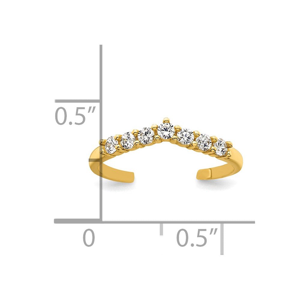 10k Solid Yellow Gold White CZ Open Back Toe Ring - JewelryAffairs