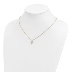 10k Tri-Color Gold Cross Pendant Necklace, 18 Inch Chain