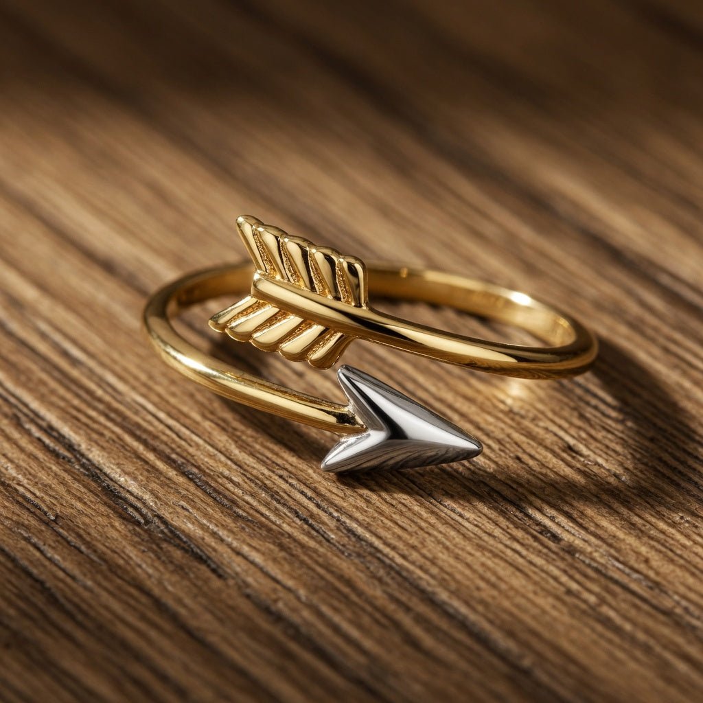 10k Two Tone Gold Bypass Arrow Ring - JewelryAffairs