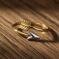 10k Two Tone Gold Bypass Arrow Ring - JewelryAffairs