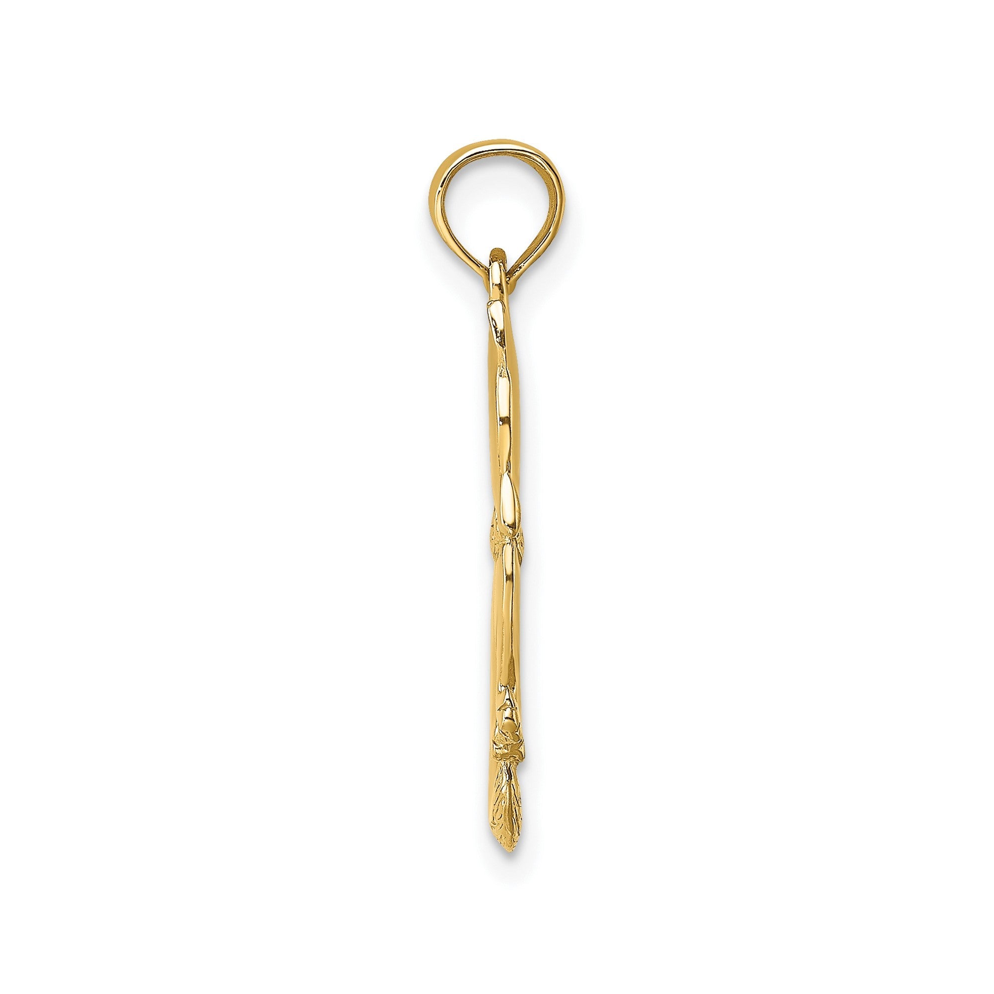 10k Yellow Gold Cat Charm Pendant, 24x9mm - JewelryAffairs