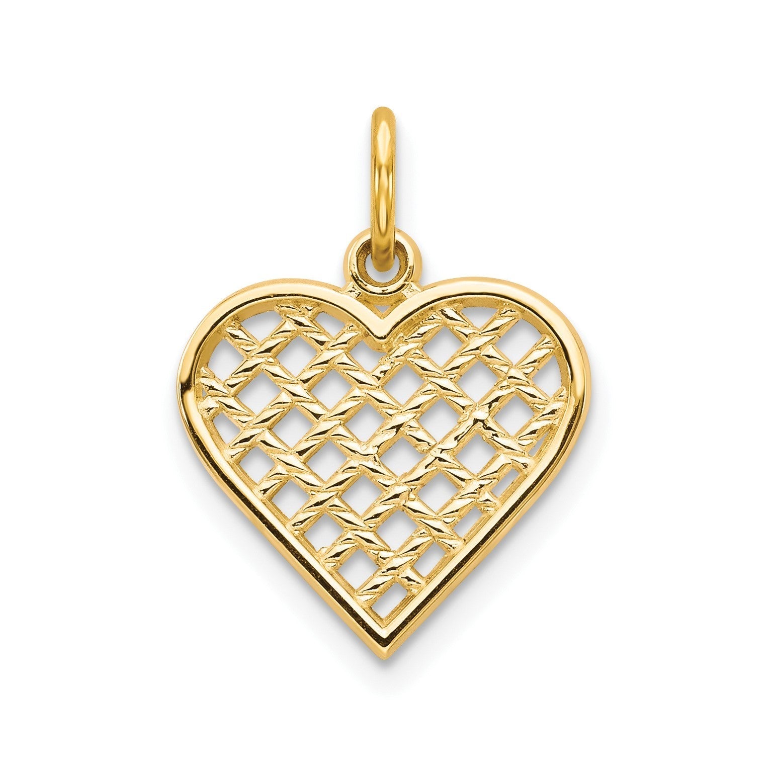 10k Yellow Gold Cross Design Heart Pendant, 20mm x 12mm - JewelryAffairs