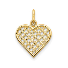 10k Yellow Gold Cross Design Heart Pendant, 20mm x 12mm - JewelryAffairs