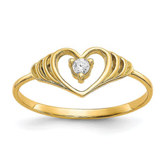 10k Yellow Gold CZ Heart Ring, Size 6 - JewelryAffairs