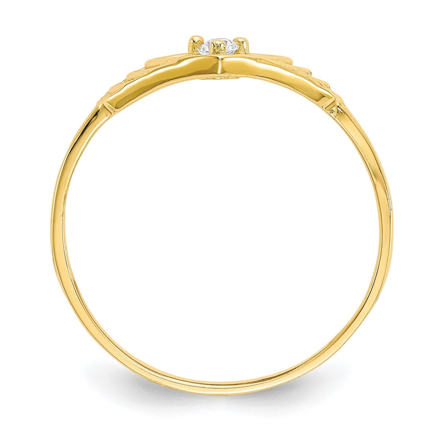 10k Yellow Gold CZ Heart Ring, Size 6 - JewelryAffairs