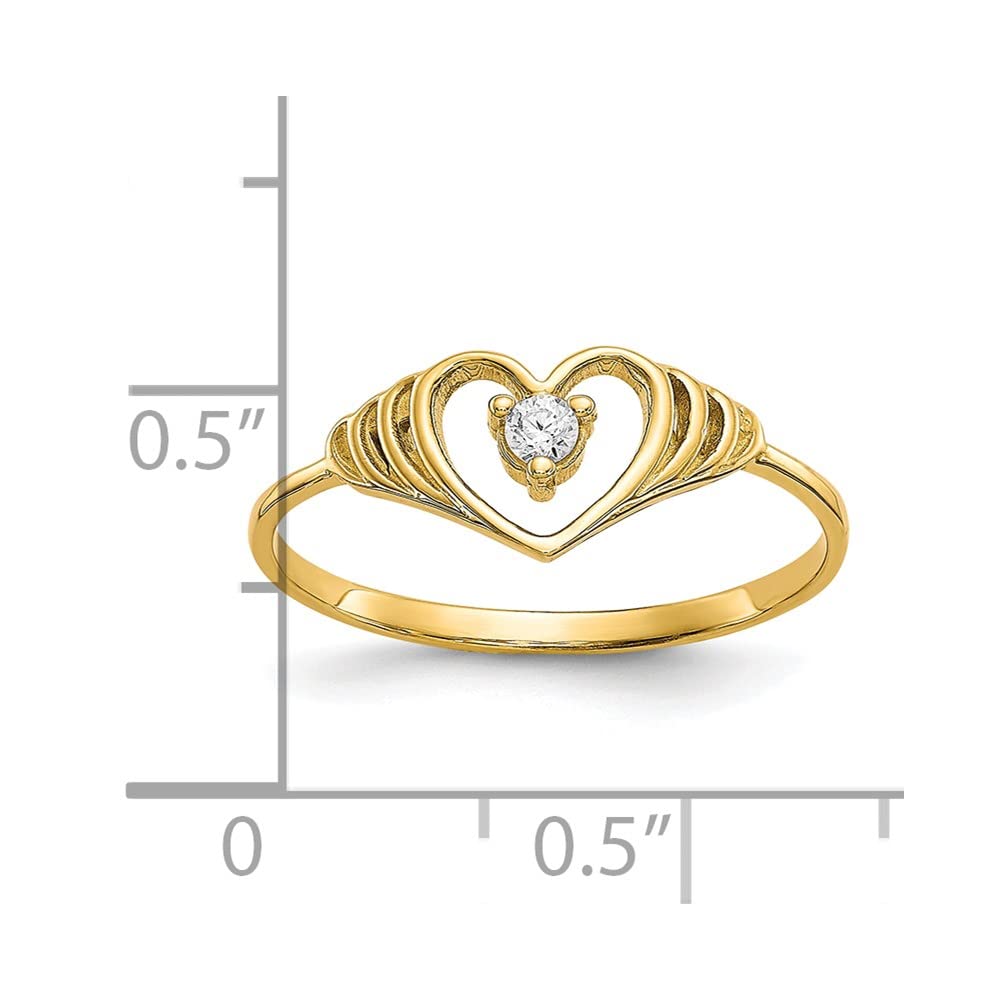 10k Yellow Gold CZ Heart Ring, Size 6 - JewelryAffairs