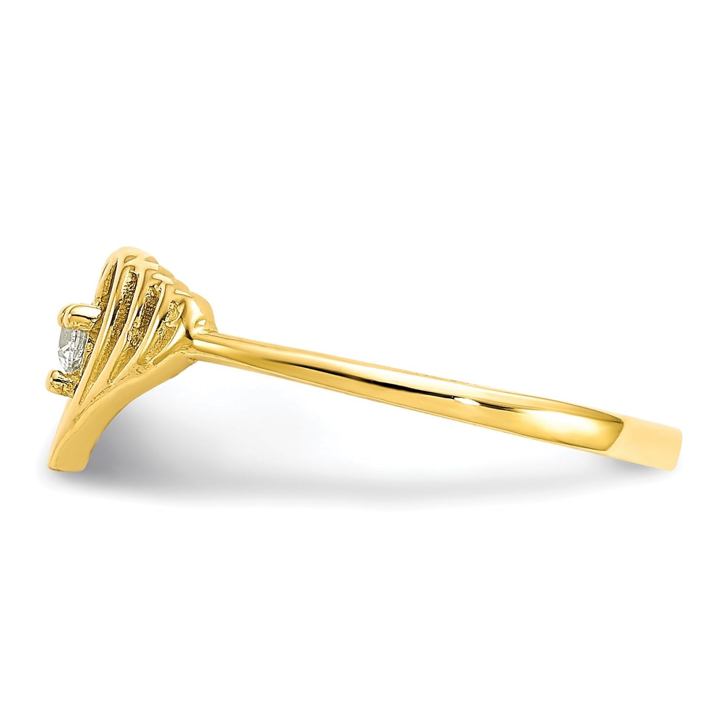 10k Yellow Gold CZ Heart Ring, Size 6 - JewelryAffairs