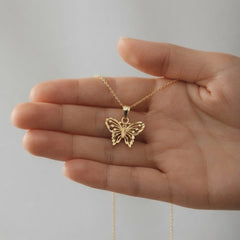 10k Yellow Gold Diamond - Cut Butterfly Charm Pendant, 18x16mm - JewelryAffairs