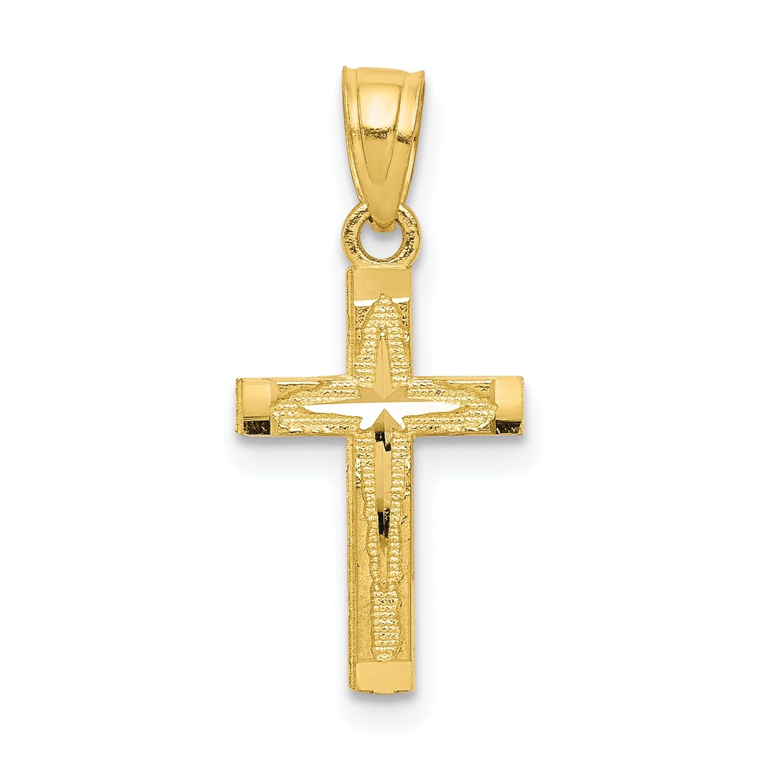 10k Yellow Gold Diamond Cut Cross Pendant, 20mm x 11mm - JewelryAffairs