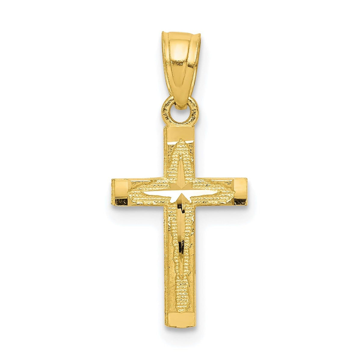 10k Yellow Gold Diamond Cut Cross Pendant, 20mm x 11mm - JewelryAffairs