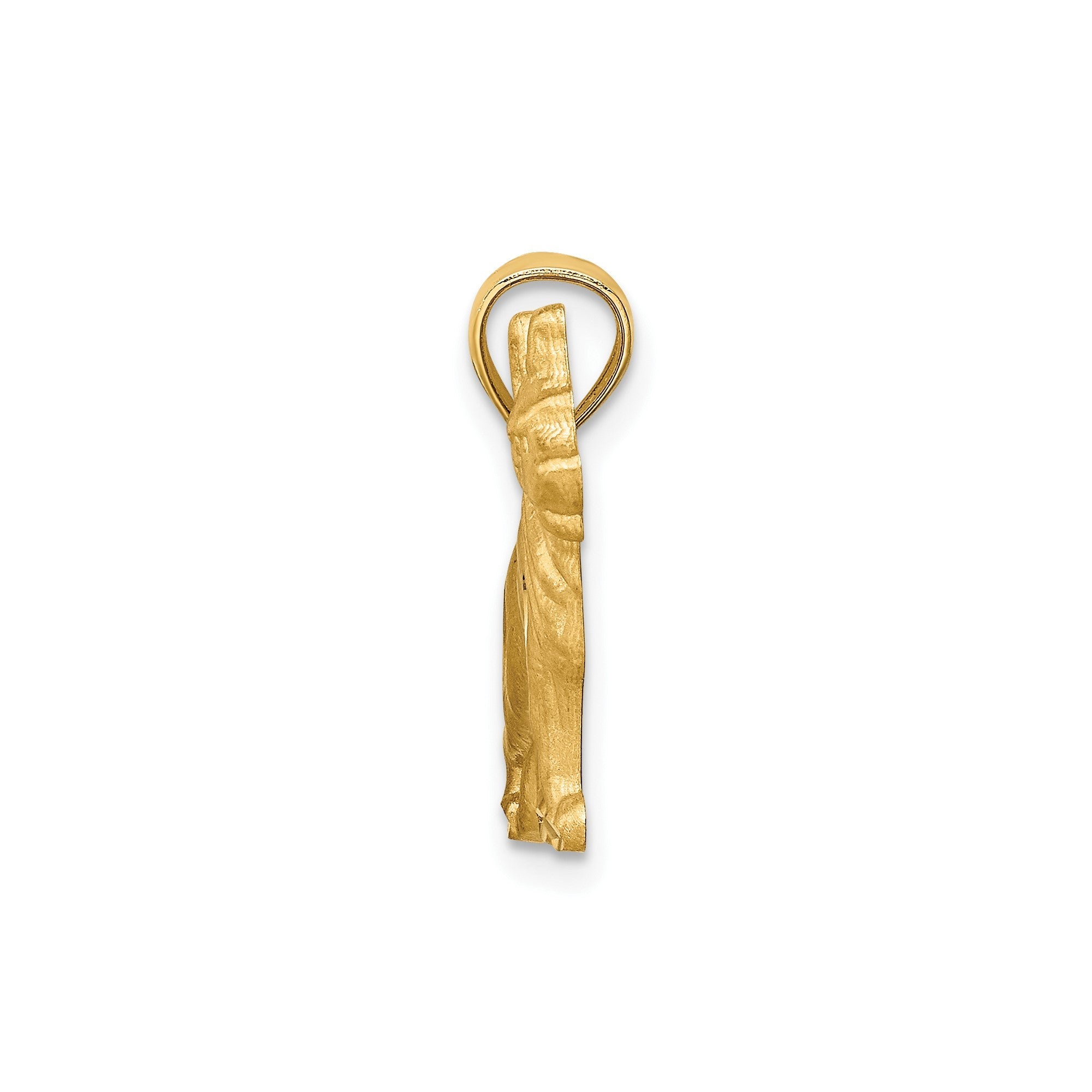 10k Yellow Gold Diamond - cut German Shepard Dog Pendant, 17X17mm - JewelryAffairs