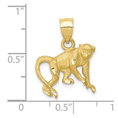 10k Yellow Gold Diamond Cut Monkey Pendant, 22x17mm - JewelryAffairs