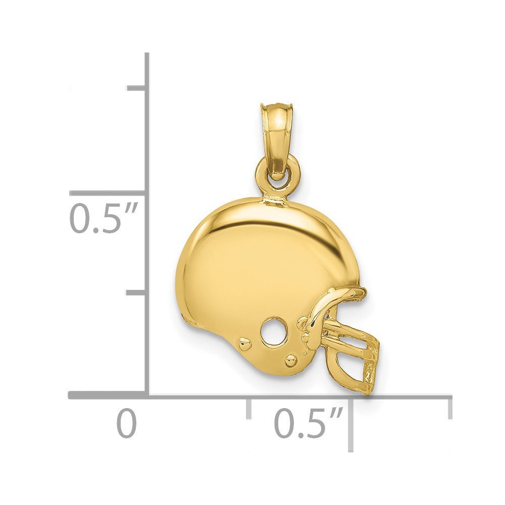 10k Yellow Gold Football Helmet Pendant, 20x13mm - JewelryAffairs