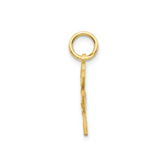 10K Yellow Gold Four Leaf Clover Charm Pendant, Heart Design, 20mm x 10mm - JewelryAffairs