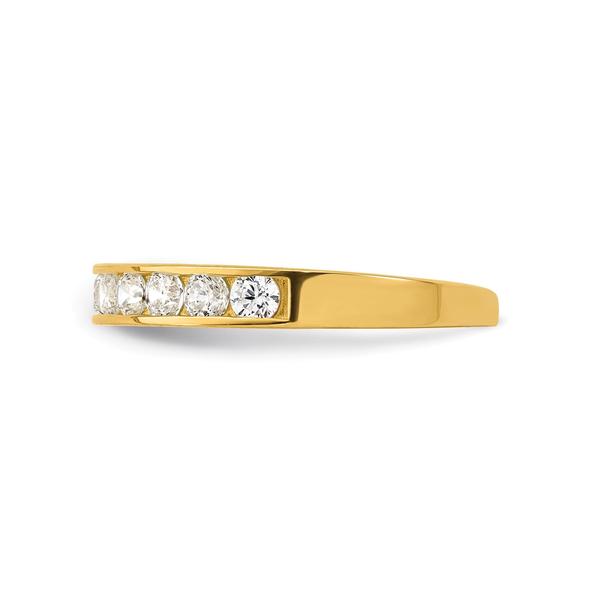 10k Yellow Gold High Polished Channel - set White CZ Toe Ring - JewelryAffairs