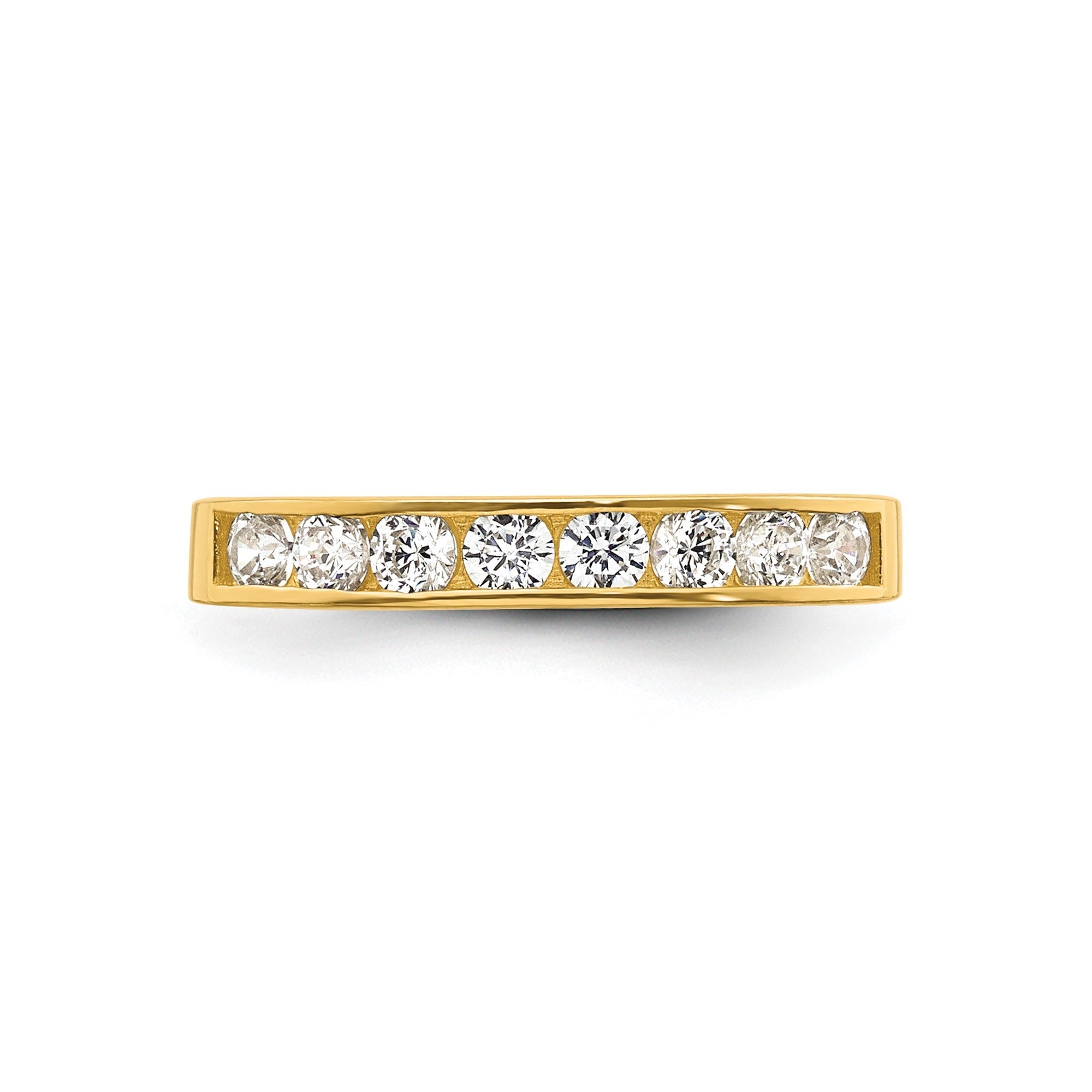 10k Yellow Gold High Polished Channel - set White CZ Toe Ring - JewelryAffairs