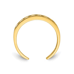 10k Yellow Gold High Polished Channel - set White CZ Toe Ring - JewelryAffairs