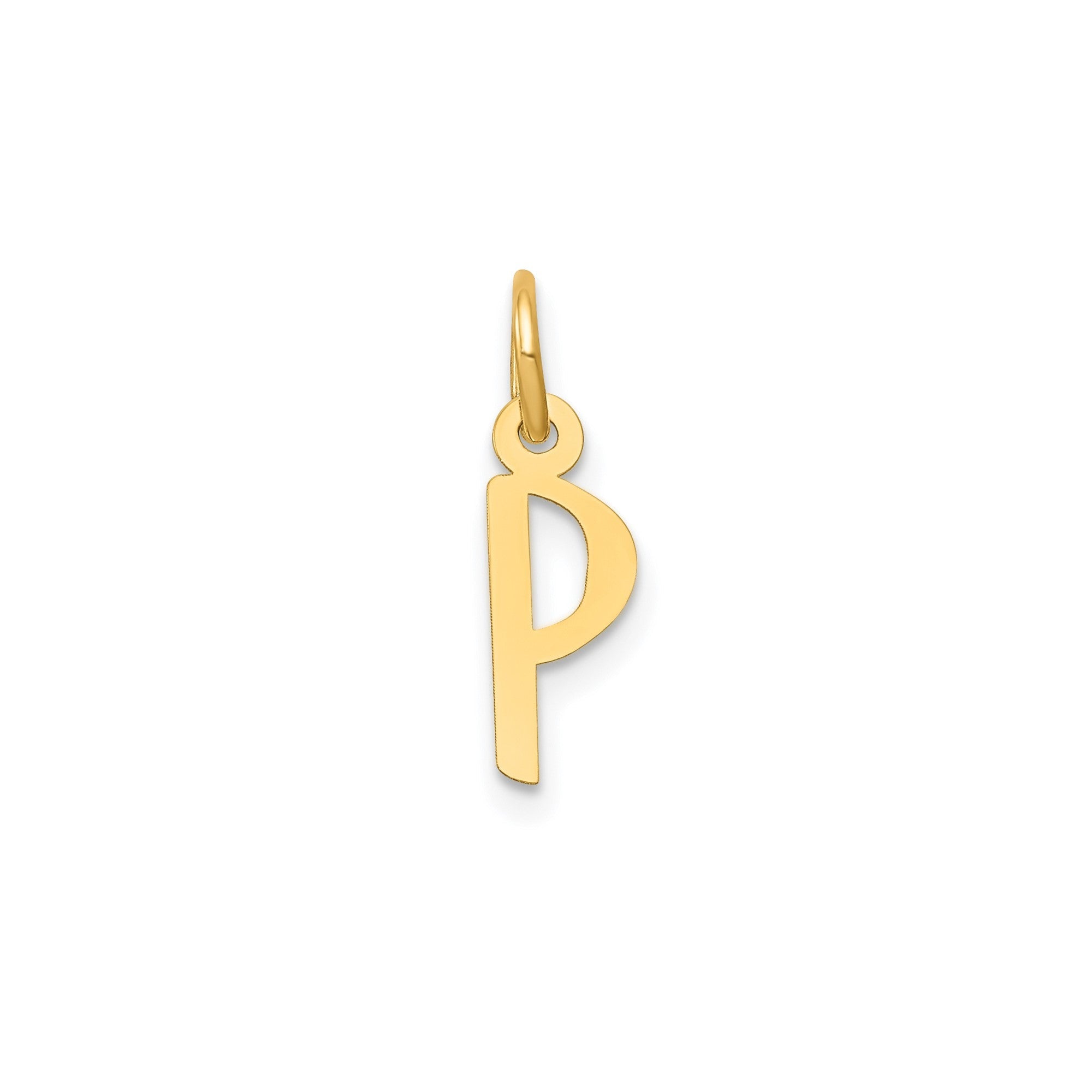 10K Yellow Gold Initial Letter Pendant Charm, Block Style, 13mm x 6mm - JewelryAffairs
