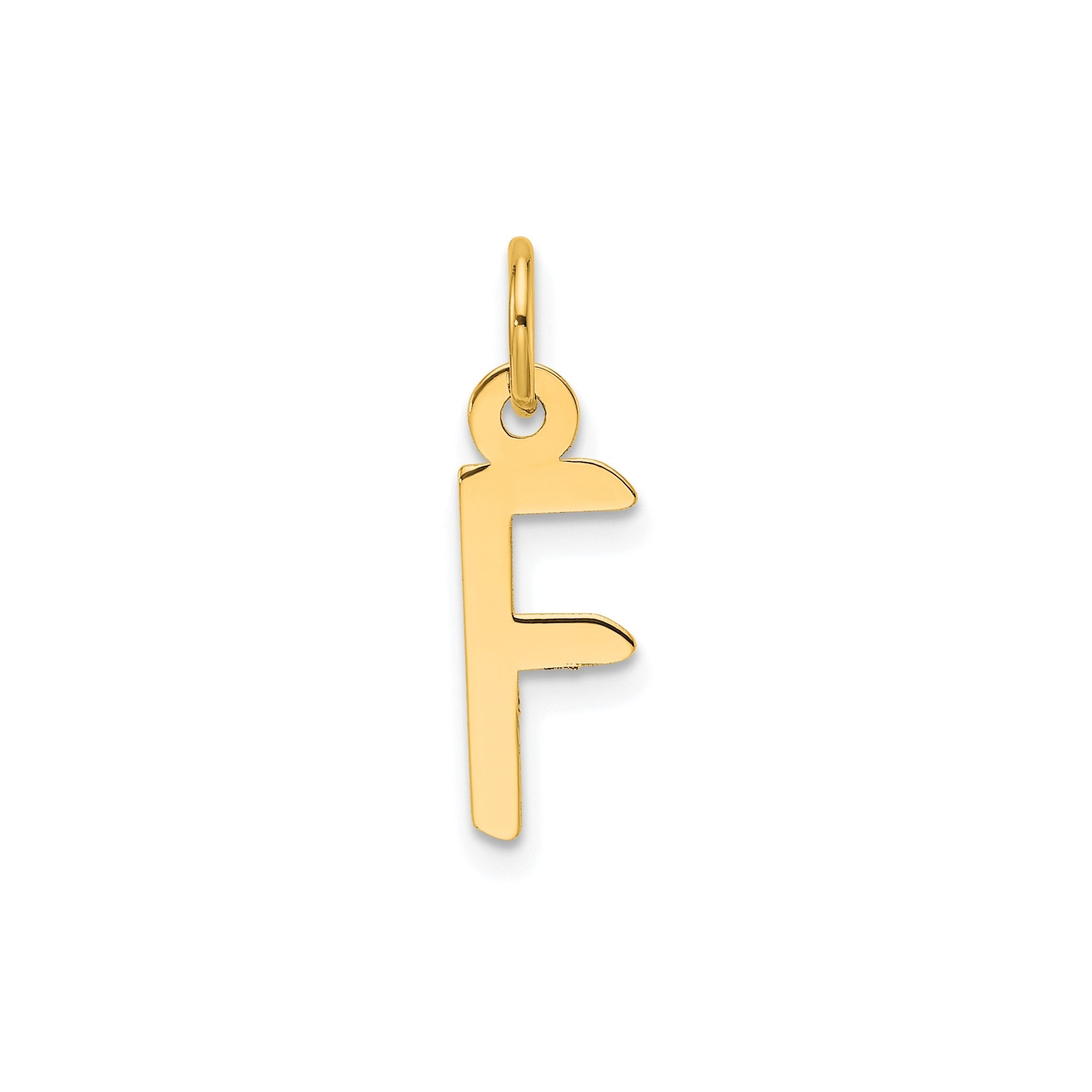 10K Yellow Gold Initial Letter Pendant Charm, Block Style, 13mm x 6mm - JewelryAffairs