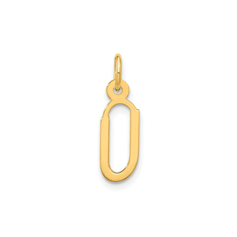 10K Yellow Gold Initial Letter Pendant Charm, Block Style, 13mm x 6mm