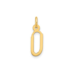 10K Yellow Gold Initial Letter Pendant Charm, Block Style, 13mm x 6mm