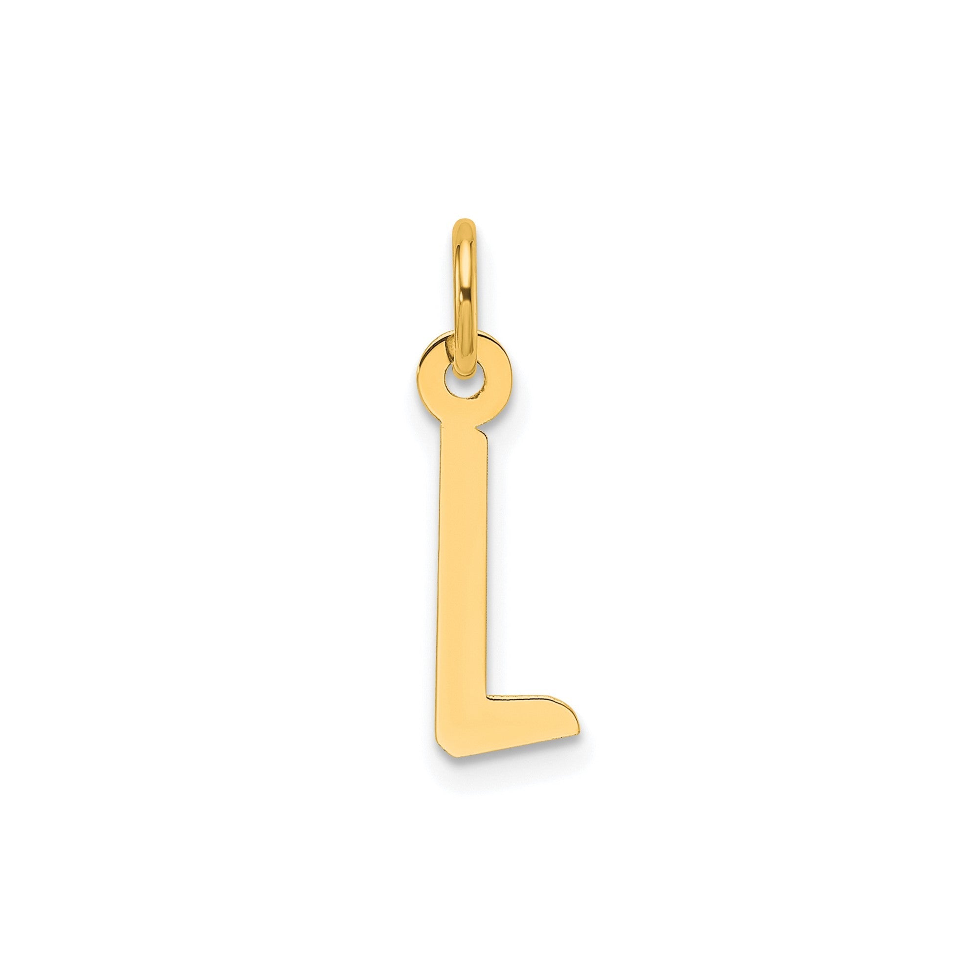 10K Yellow Gold Initial Letter Pendant Charm, Block Style, 13mm x 6mm - JewelryAffairs