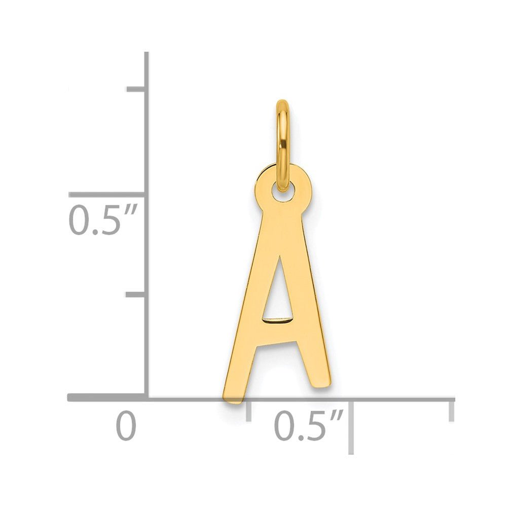 10K Yellow Gold Initial Letter Pendant Charm, Block Style, 13mm x 6mm - JewelryAffairs