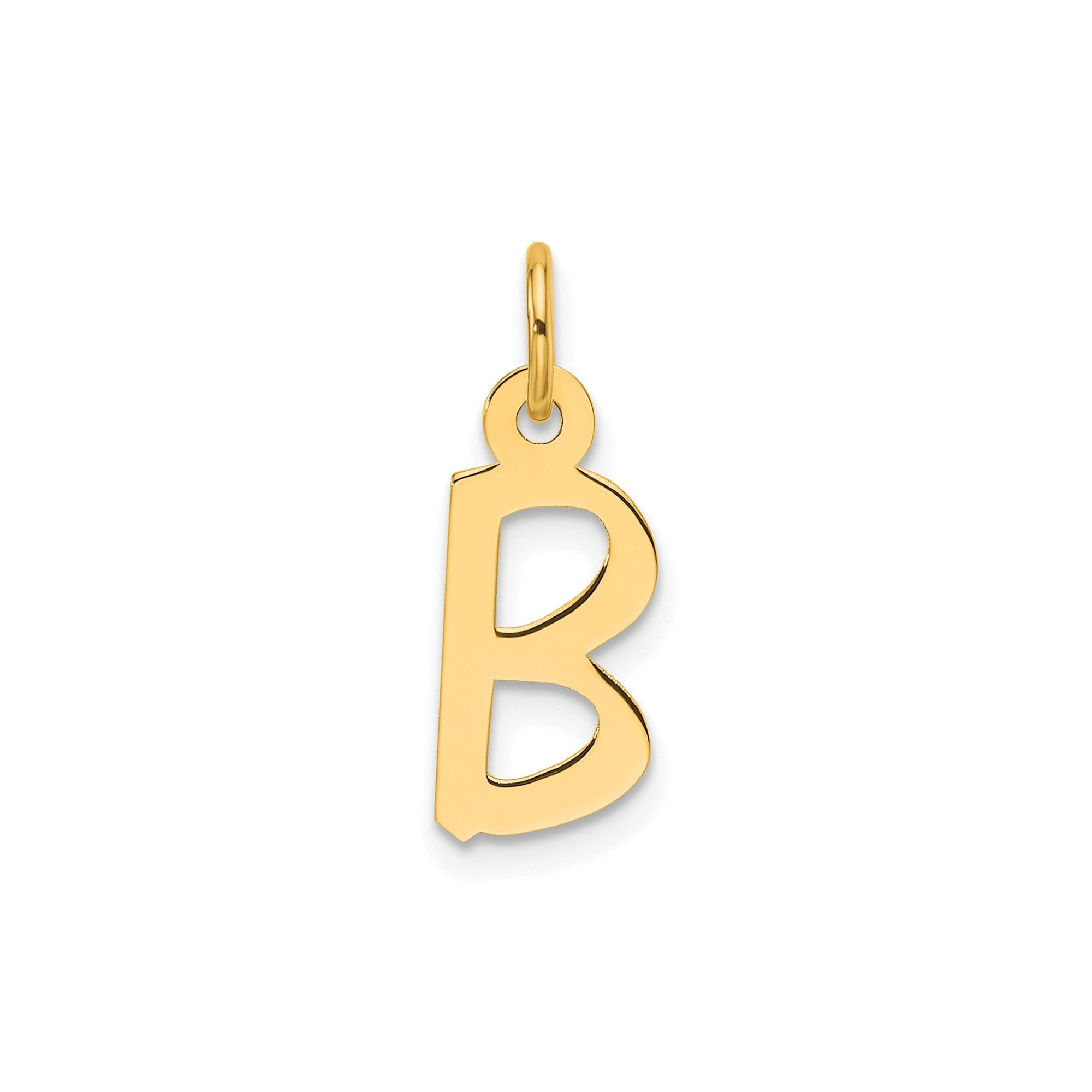10K Yellow Gold Initial Letter Pendant Charm, Block Style, 13mm x 6mm - JewelryAffairs