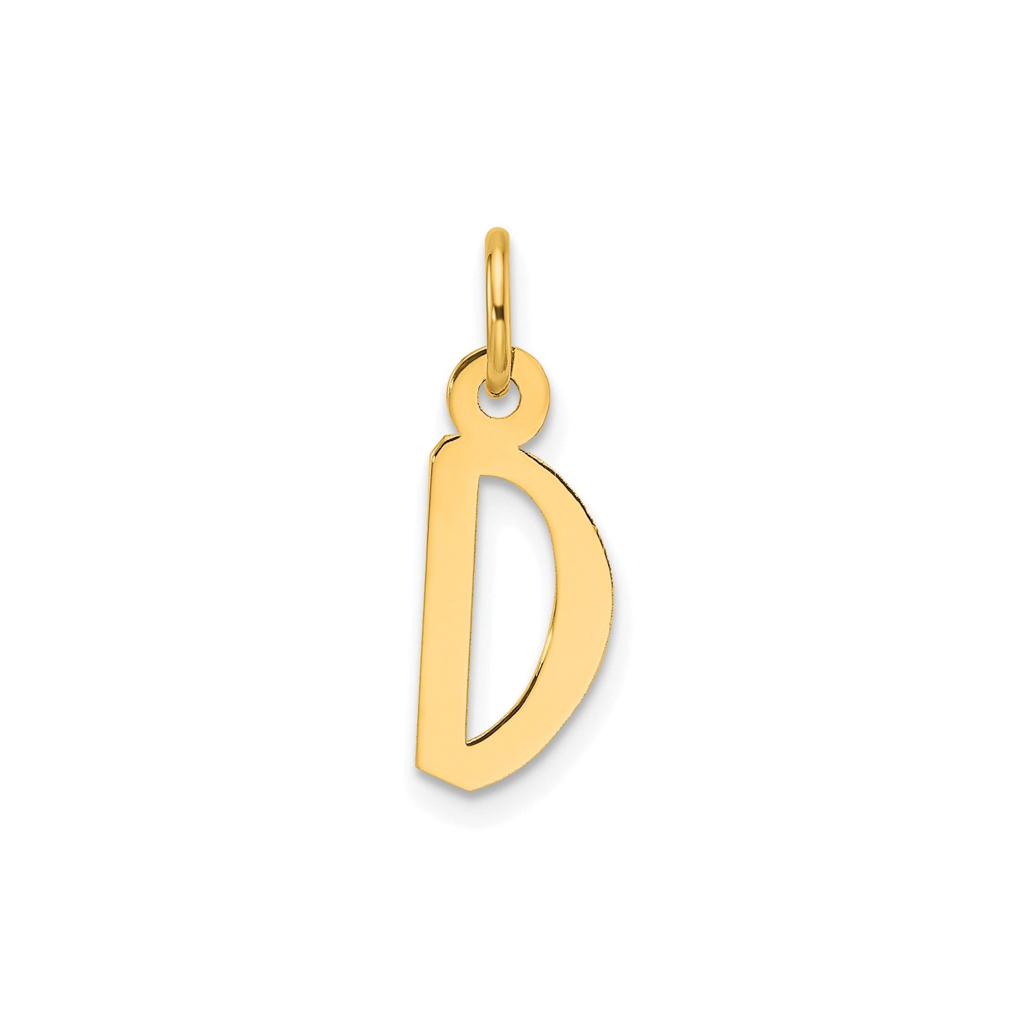 10K Yellow Gold Initial Letter Pendant Charm, Block Style, 13mm x 6mm - JewelryAffairs