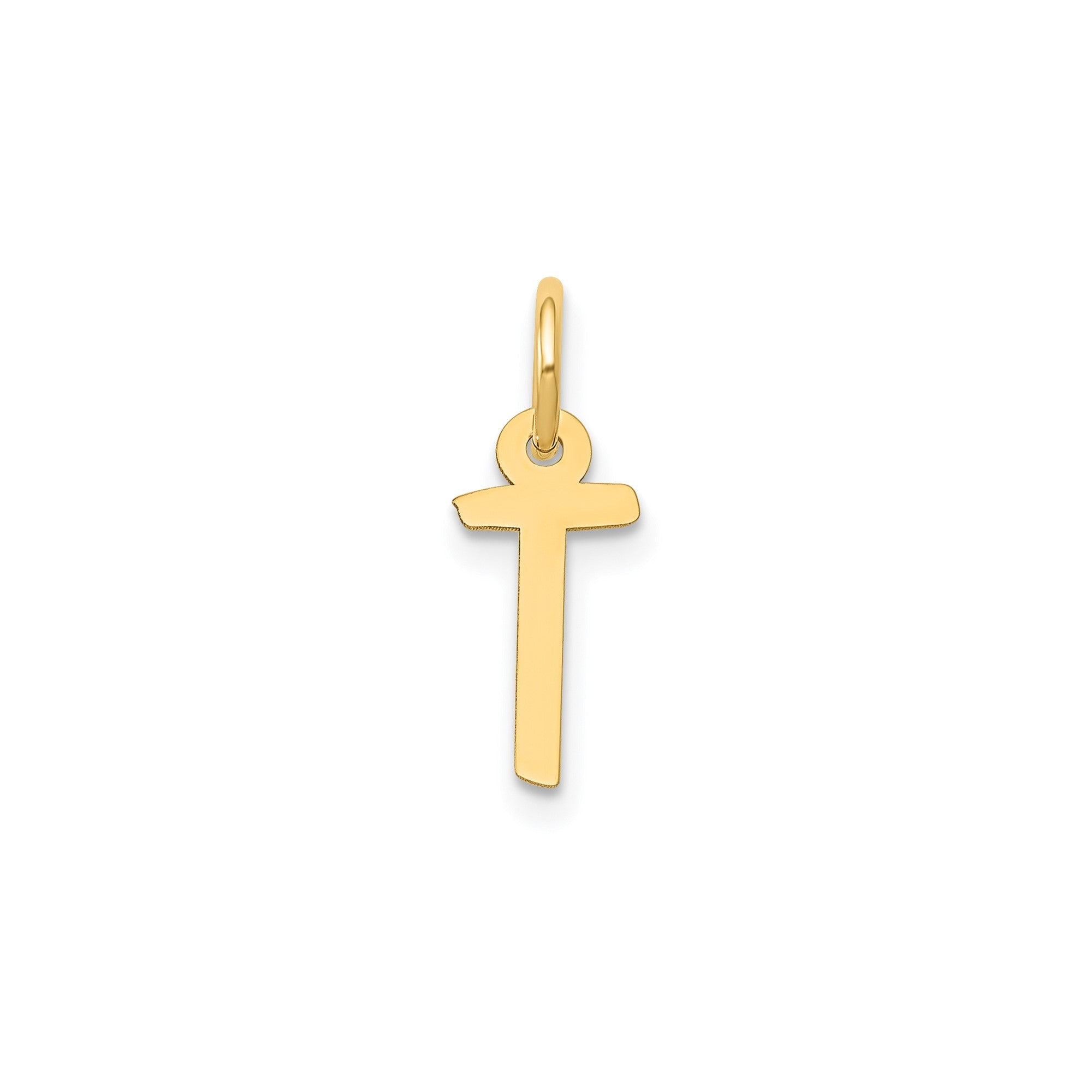 10K Yellow Gold Initial Letter Pendant Charm, Block Style, 13mm x 6mm - JewelryAffairs