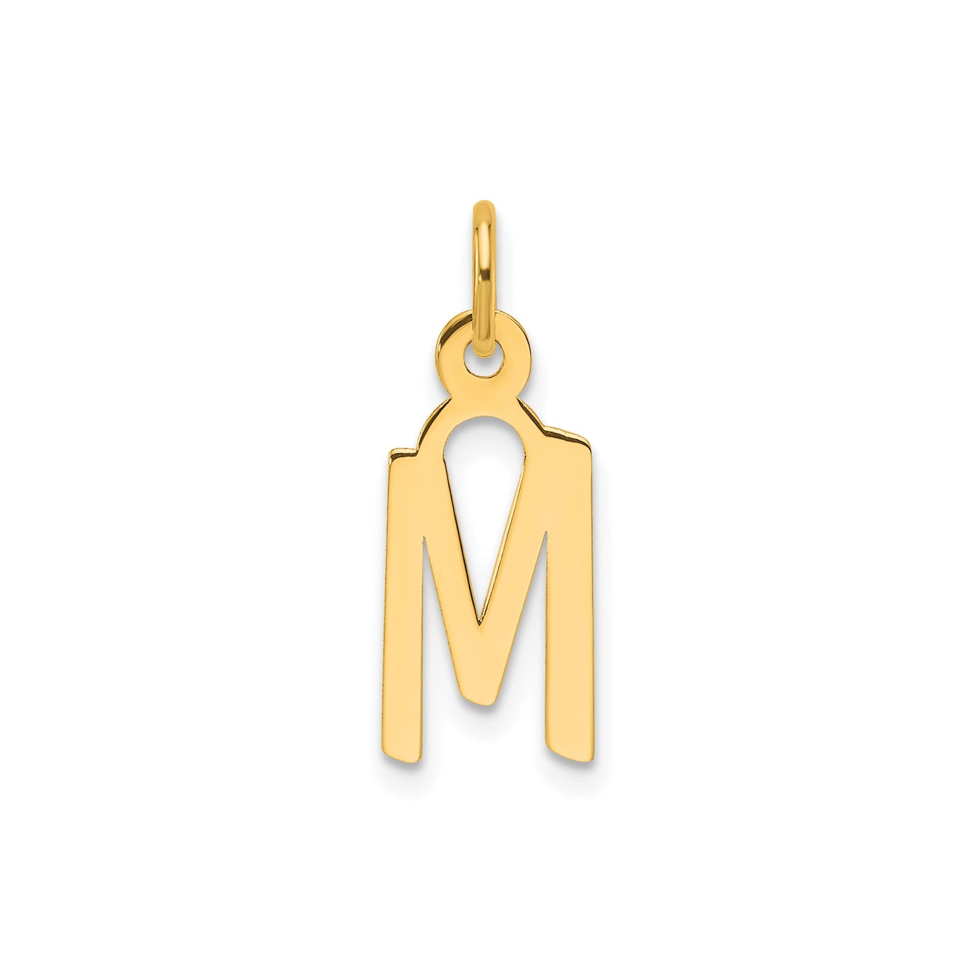 10K Yellow Gold Initial Letter Pendant Charm, Block Style, 13mm x 6mm - JewelryAffairs